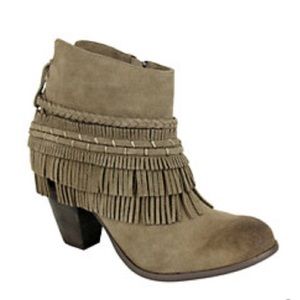NAUGHTY MONKEY FRINGED SUEDE ANKLE BOOTIES